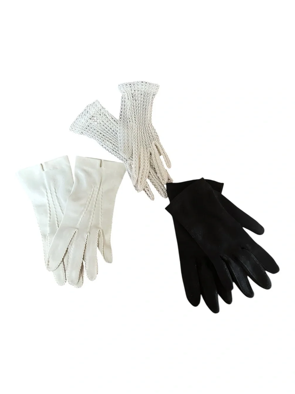 Classic Women's Black and White Glove Set - Three-Pair Collection